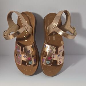 Madden Girl Rose Gold Kids Sandals with Sticker Accents
